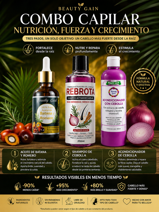 Aceite de Batana - Shampoo y Acondicionador de Cebolla - KIT NUTRICIÓN, FUERZA Y CRECIMIENTO